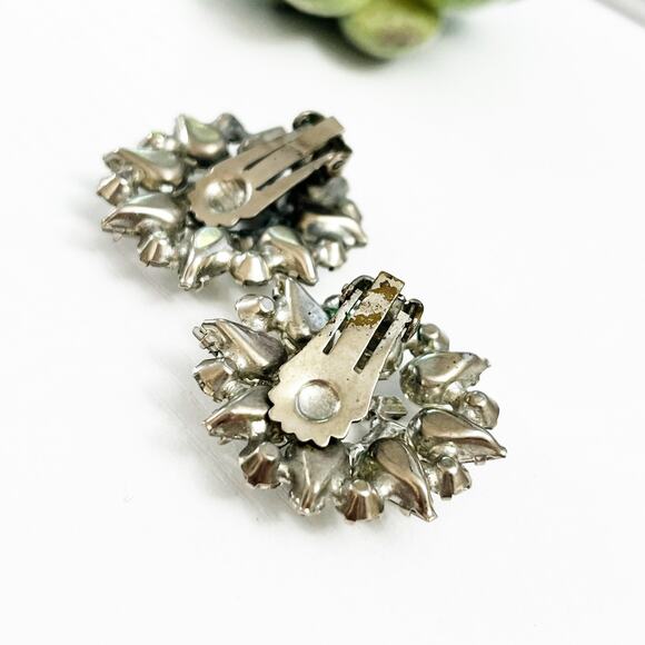 Vintage Rhinestone Wreath Ring Clip Earrings - Picture 5 of 5